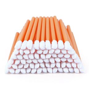 AAwipes 2.8" Cleaning Polyester Swabs (100 pcs, Orange, Length/Swab Head Width=72 mm/3.7 mm, Round Head) Tiny Knitted Polyester Lint-Free Swabs General Purpose Cleanroom Swab Sticks (A5837A)