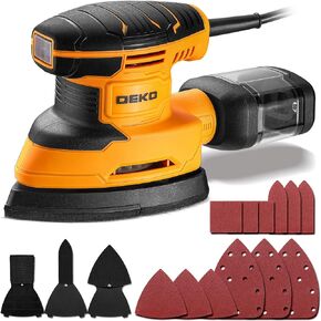 DEKOPRO 20V Orbital Sander Cordless Power Sander Tool with Battery and Charger Electric Hand Sanders Tools for Wood, Dust Bag, Vacuum Blower Attachment in Kuwait