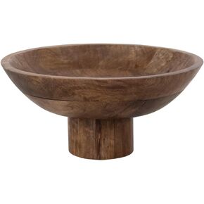 Bloomingville Mango Wood Footed, Walnut Finish Bowl, 12" L x 12" W x 5" H, Brown