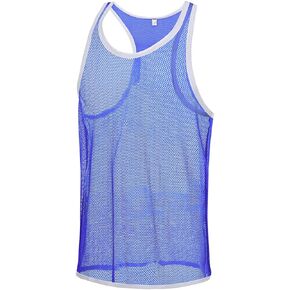 HASWECHYS Mens Mesh Tank Tops Sexy Fishnet Sleeveless Shirt See Through