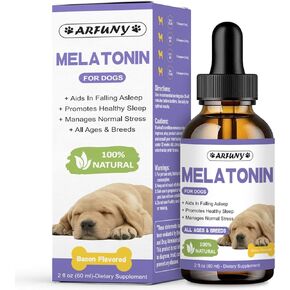 Melatonin for Dogs - Liquid Melatonin for Dogs Aids in Falling Sleep - Stress Relief - Anxiety Relief - Calming Drops with Valerian Root, Ashwagandha, L-Theanine - 2 Packs