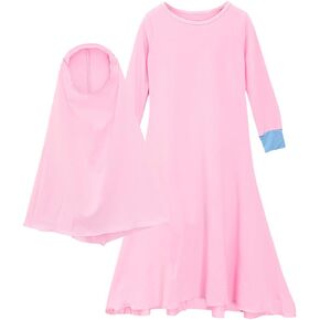 IBAKOM Abaya for Girl Muslim Dress with Hijab Long Sleeve Islamic Prayer Clothes Full Cover Eid Ramadan Dubai Arabian Attire