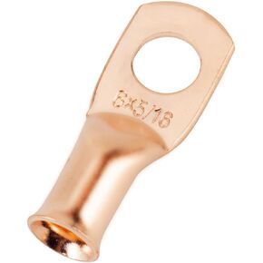 4/0 AWG 5/16" Stud (10 pcs.), Heavy Duty Battery Ring Terminal, 0000 Gauge Connectors, 4/0 Battery Cable lugs, Copper Wire Lugs, Copper Ring Terminals, Bare Copper, Tubular Ring Terminal Connectors