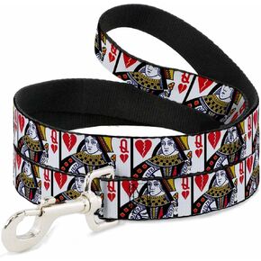 Buckle-Down Pet Leash - Queen of Broken Hearts - 4 Feet Long - 1" Wide