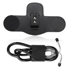 Stethoscope Holder, Soft Leather Stethoscope Holster with Clip Easy to Pick & Carry Stethoscope Accessories for Physicians, Nurses, EMT Stethoscope Holder Hip Clip for Belt Pants Waist Pocket (Black) in Kuwait