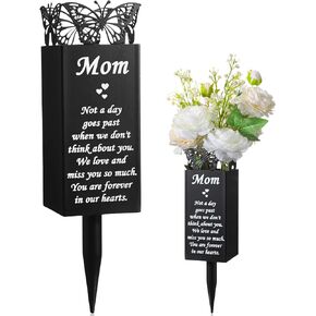 Geosar Cemetery Vases for Grave Metal Cemetery Grave Flower Vase Butterfly Cemetery Vases Memorial Flower Holder with Spike Grave Marker Floral Cemetery Decorations for Grave Lawn Yard Outdoor Funeral