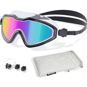 COOLOO Swim Goggles, Wide View No Leaking Swimming Goggles, Anti-fog & Anti-UV Fashion Swim Goggles for Adult Men Women Youth