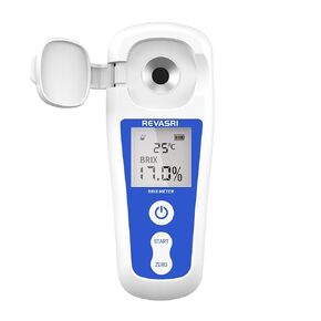 REVASRI Digital Brix Refractometer, Rechargeable Brix Meter for Liquid Sugar Content with LCD, 0-55% Range ±0.2% Accuracy with Auto Temperature Compensation
