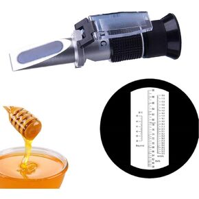 ZffXH Honey Maple Syrup Brix Refractometer/ 58-90 Brix 10-33 Moisture Meter/Homebrew Sucrose Brewing Sugar Aichose Hydrometer/Beekeeping Supply ATC