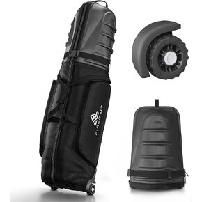 Golf Travel Bag for Airlines with Wheels - 1680D Heavy Duty Case with Storage & Ergonomic Handle - Foldable Golf Club Bag for Air Travel