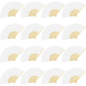 durony 16 Pieces Multicolor Paper Fans Bamboo Folding Fans Handheld Folded Fans for DIY, Wedding Gift, Party, Home Decoration