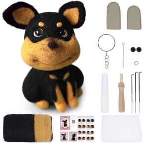 Needle Felting Kit,Animal Wool Felt,Felting Kits for Beginners Adult Kids,Needle Felting Starter Kit,Wool Roving Felting Kit with Instruction Felt Tools,Needle Felting Supplies for DIY (Pendant Dog)