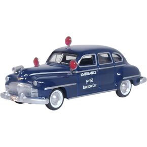 Oxford Diecast 1946 DeSoto Suburban Ambulance Dark Blue Junction City Ambulance 1/87 (HO) Scale Diecast Model Car 87DS46005