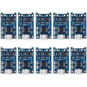 HiLetgo 10pcs 5V 1A 18650 Lithium Battery Charging Board TP4056 Lithium Battery Charging Board Micro USB Charge Module With Protect