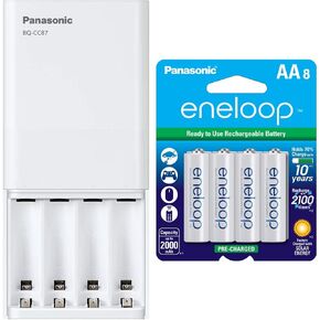 Panasonic eneloop Battery Charger + eneloop AA Rechargeable Batteries (8-Pack)