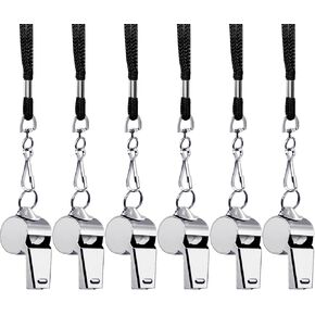 Aohcae 6 Pack Stainless Steel Whistle with Lanyard,Sports Whistles for Coaches,Teachers, Kids Loud Crisp Whistle Ideal for Referee,Sports,Training,Emergency