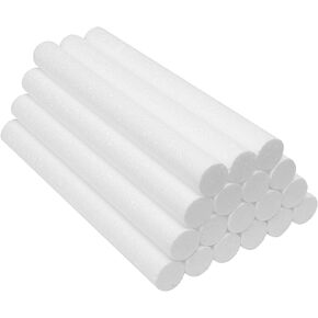 Crafjie Foam Cylinders for DIY Crafts and Arts Supplies (1 x 6in, 22 Pack), White Polystyrene Foam Rods for Modeling, Craft Supplies, DIY Home Craft Project