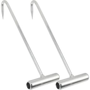 Angoily 2pcs Drain Cover Lifting Hooks, Sewer Lid Hook T Hook, Manhole Hook, Sticky Hooks for Hanging Roller Shutter Door Hook, Heavy Duty s Hooks Lifter Hook Manhole Cover Iron Removal Tool