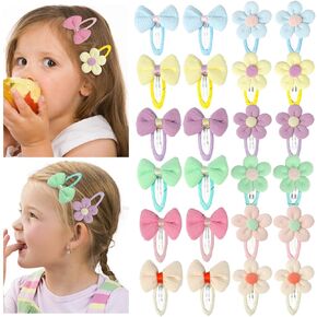 24 Pcs Baby Hair Clips Baby Girl Bows Flowers Hair Clips Cute Snap Thick Thin Hair Accessories for Infant Toddler Little Girl Kids