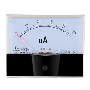 uxcell Analog Current Panel Meter DC 0-50uA 44C2 Ammeter 100x12.7x80mm for Circuit Testing Charging Battery Ampere Tester Gauge Pack of 1