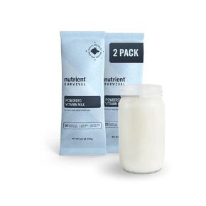 حليب مجفف بالفيتامين من Nutrient Survival (حصتين فرديتين) لوازم التحضير المجففة بالتجميد وإمدادات الطعام في حالات الطوارئ، 21 عنصرًا غذائيًا أساسيًا، خالي من الصويا والغلوتين، ثابت على الرف لمدة تصل إلى 15 عامًا in Kuwait