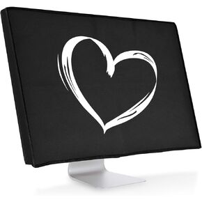 kwmobile Computer Monitor Cover Compatible with 24-26" monitor - Brushed Heart White / Black