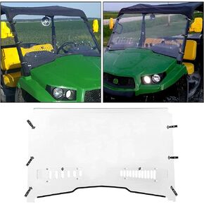 ECOTRIC Full Windshield Compatible with John Deere Gator XUV 550 560 590i 590m RSX 850i 860i Heavy Duty Clear Scratch Resistant Vented Windshield