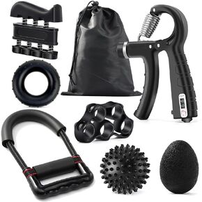 SOUFORCE Hand Grip Strengthener Kit (7 Pack), Adjustable Grip Strength Trainer, Forearm Workout Trainer, Finger & Hand Strength Exerciser for Muscle Building & Grip Strength Recovery