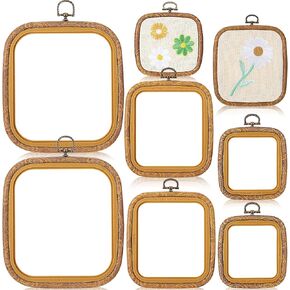 Qunclay 6 Pcs Square Embroidery Hoop Set 3 Sizes Imitated Wood Decorative Cross Stitch Hoops Display Embroidery Frame Cross Stitch Hoop Rings for DIY Art Craft Sewing and Hanging Ornaments Home Decor