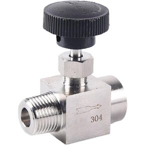 1/8 1/4 1/2 Inch NPT Needle Valves 304 Stainless Steel NPT Valve with Inner and Outer Wire or Double Outer Wire for Flow Control, Globe Valve for Water Gas Oil