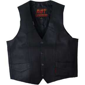 Hot Leathers Black Heavyweight Cowhide Motorcycle Leather Vest