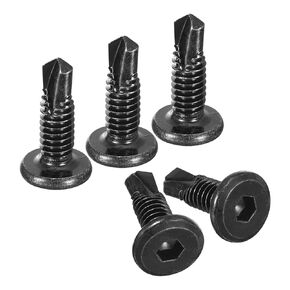uxcell Hex Socket Self Tapping Screws, #10 x 2 410 Stainless Steel Sheet Metal Flat Head Drilling Screw 100pcs, Black