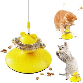 Cat Interactive Toys for Indoor, Cat Treat Puzzle Slow Food Dispenser Kitten Toys Weight Loss Kitty Funny Catnip Balls with Rotating Disk for Bored Indoor Cats,Purple
