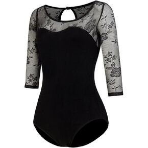 Limiles Adult Ballet 3/4 Sleeve Lace Back Leotard