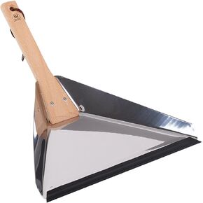 REDECKER Heavy Duty Stainless Steel Delta Dust Pan, Large Dustpan with 14-1/8-Inches Oiled Beechwood Handle for Home and Outdoor Use, Industrial Quality, Made in Germany