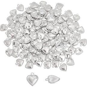 UNICRAFTALE 200pcs 2 Colors Heart Charms Stainless Steel Tiny Heart Pendants 1-1.2mm Small Hole Heart Charms Valentine Love Charms for DIY Necklace Bracelet Earring Jewelry Making