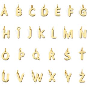 26Pcs 18K Gold Filled A-Z Alphabet Letters Charms for Jewelry Making, Initial A-Z Alphabet Charm Pendant Beads, Slide Glitter Pendants for Women DIY Bracelet Necklace Earrings Choker Making