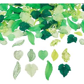 Craftdady Leaf Bead Charms Transparent Maple Leaves Pendants Hanging Ornament Cute Charms Earring Charms for Necklaces Bracelet Jewelry Craft Making