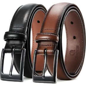 CHAOREN Mens Dress Belt 2 Pack - Genuine Leather Belt for Men 1 1/8" in Gift Set Box - Meet Almost Any Occasion and Outfit