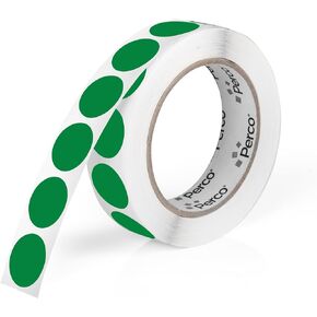 Perco Fluorescent Green 1-Inch Round Circle Dot Sticker Labels with Permanent Adhesive - 1,000 Labels per Roll - Vibrant Colors, Strong Adhesion - Made in USA