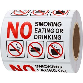 Hybsk 3x2 Inch No Smoking Eating Or Drinking with Symbols OSHA Vinyl Label Decal Sticker