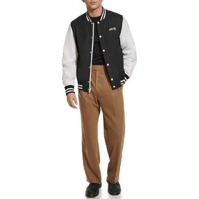 DKNY Men's Lightweight Varsity Jacket, Black in Saudi Arabia