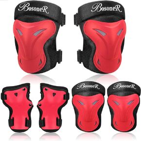 BOSONER Adult/Child Knee Pad Elbow Pads Guards Protective Gear Set for Roller Skates Cycling BMX Bike Skateboard Inline Skatings Scooter Riding Sports