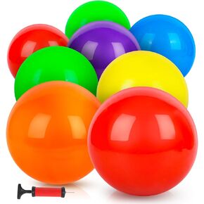 AMOR PRESENT 8PCS Inflatable Bouncy Balls, Playground Balls Bouncing Sensory Balls with Hand Air Pump for Park Backyard Indoor Outdoor Games