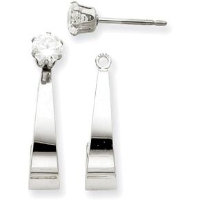 FJC Finejewelers 14k White Gold J Hoop W/cz Earring Jackets