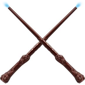 Light Up Magic Wizard Wands Sound Illuminating Toy Wand for Kids Girls Boys Party Costume Cosplay Accessory Halloween Favors 2 Piece Brown