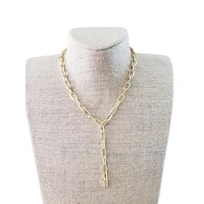 Gold Paperclip Lariat Necklace Chain Big Link Chains Womens Linked Necklaces Gift For Her