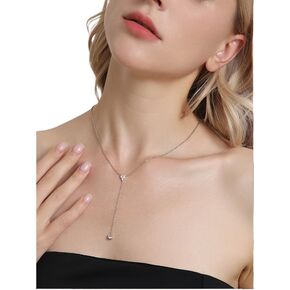 Zalmonah Silver Lariat Dainty Necklace, Grace Necklace, Women Gifts Trendy