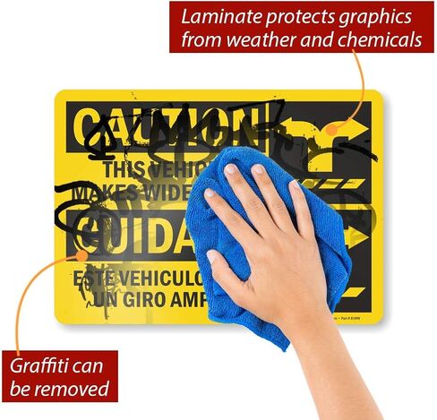 SmartSign - S-9933-RE-12x18-D1 Warning - Stay Back 200 Ft, Not Responsible For Broken Windshields Truck Label By | 12" x 18" 3M Engineer Grade Reflective Black/Red on White in Saudi Arabia