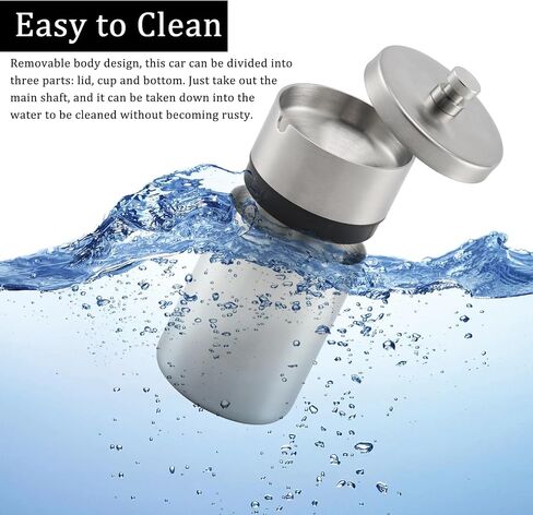 منافض سجائر السيارة المصنوعة من الفولاذ المقاوم للصدأ من Amiss مع غطاء مقاوم للرائحة، صينية رماد محمولة للمدخنين قابلة للفصل ومضادة للرياح، ملحقات السيارة لحامل أكواب السيارة (فضي) in Kuwait